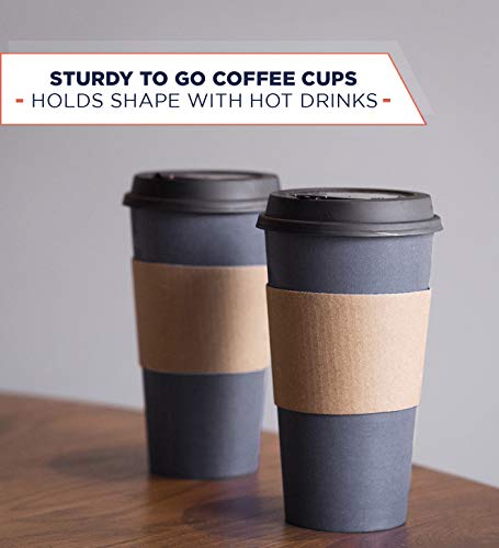 Glowcoast Disposable Coffee Cups With Lids - 20 oz To Go Coffee Cup With Lid (80 Set). Large Togo Travel Paper Hot Cups With Sleeves. Insulated For Hot and Cold Beverage Drinks (Dusk Grey)