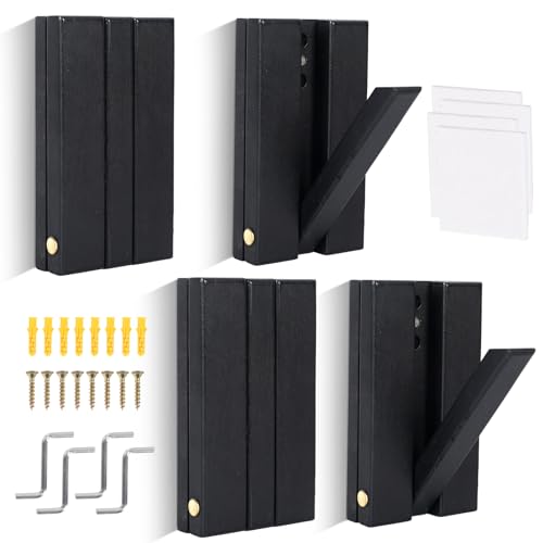 4 ganchos plegables de pared de madera