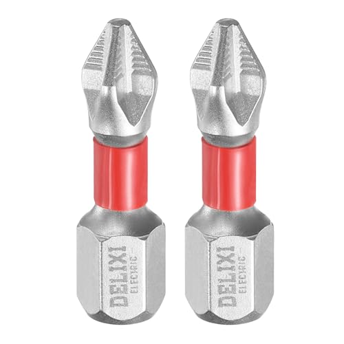 Image of sourcing map 2pcs #2 Anti Slip Phillips Screwdriver Bit PH2 1/4" Hex Shank 1" (25mm) Magnetic Cross Head Drill Bits Chrome Plating S2 Steel Industrial Screw Driver Tool, Silver/Red