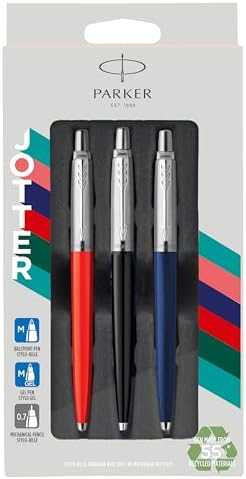 Parker Jotter Originals Trio Stift-Geschenkset | Kugelschreiber, Gelschreiber & Druckbleistift | Hergestellt aus 55 % recycelten Materialien* | Perfekte Geschenke zum Uni- oder Sch