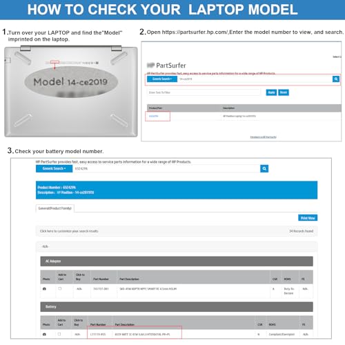 HT03XL l11119-855 Wiederaufladbar Laptop Akku für HP Pavilion 240 G7 245 G7 250 255 14-CE 14-CF 14-CK 14-cm 14-DF 14-MA 14Q-CS 14Q-CY 14S-CF 14S-CR Serie Ersatz Akku [11.55V 41.9Wh]