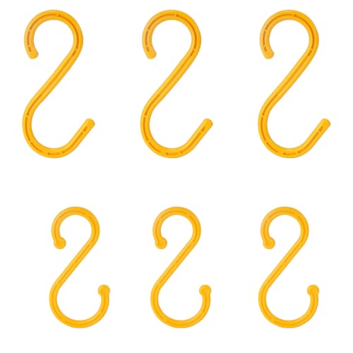 MKEKZX 6 Pack Heavy Duty S Hooks, S Hooks for Hanging Heavy Duty, Yellow Plastic Hooks for Hanging Plants,Bathroom,Kitchen,Garden Tools,Industry