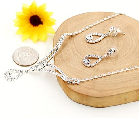 Uloveido Alaşım Kristal Düğün Takı Setleri Gelinler için Yapay Elmas Kolye ve Damla Küpeler Platin Kaplama Y644, kristal, Kübik Zirkon, - Görsel 6