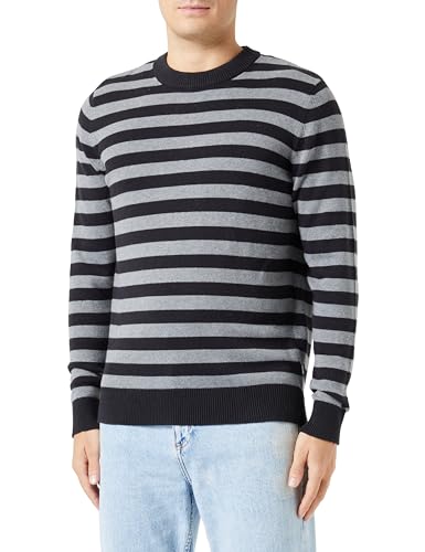Pull tricoté homme col rond vêtement rayé manches longues mode hiver