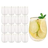 16 Stück Kunststoff Becher, 350ml, Unzerbrechliche & wiederverwendbare Trinkbecher zum Feiern, Hochzeiten, Picknick, Party, Camping, Geburtstag - Gold