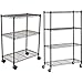 AmazonBasics - Scaffalatura a 3 ripiani, su rotelle, Nero & - Scaffalatura a 4 ripiani, su rotelle, Nero