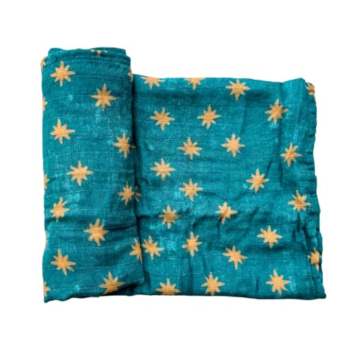 Image of Our Lady of Guadalupe Catholic Baby Swaddle | Mary's Mantle Soft & Luxury Baby Muslin Cotton Swaddle Blanket | Newborn Essentials for Girls and Boys | 47 inch X 47 inch Our Lady of Guadalupe Stars Swaddle