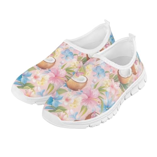 Kids Slip On Shoes for Girls with Flower Print, Non-Slip, Breathable, Easy Wear, for School, Camping, Picnic