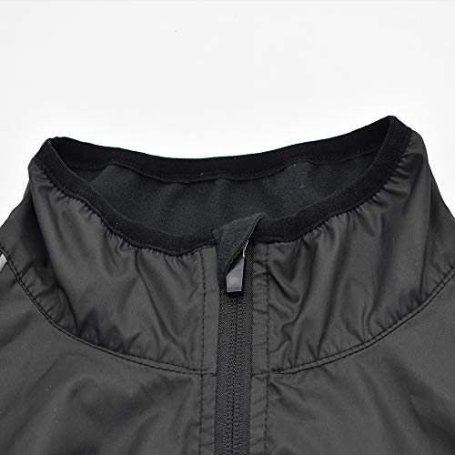 WOSAWE Men's High Visibility Cycling Wind Breaker Light Pocketable Biking Jacket, Black Medium