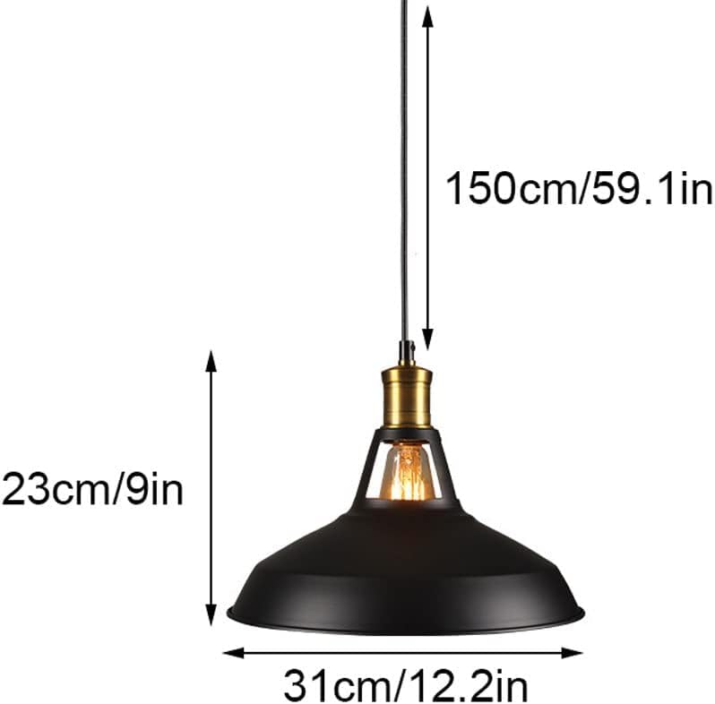 Suspension industrielle noire E27 de 31cm luminaire réglable en métal mat pour îlot