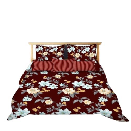 Image of Geo India Limited || Floral TC Cotton Blend Double Size Radium Bedsheet with 2 Pillow Covers (Printed Bedsheet - 02)