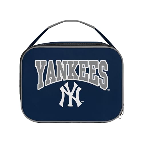 FOCO MLB Unisex-Adult Officially Licensed Wordmark Team Color Big Logo Baseball Zip Closure 7L Lunch Bag - New York Yankees