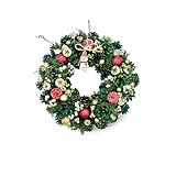 【 2025年 mamawreath クリスマスリース Lサイズ B 】 クリスマス ギフト オーナメント フラワーリース 玄関 玄関ドア 壁飾り 大きいサイズ 34cm 直径×7cm厚み(クリスマススノーマングリーン (W-004-L))