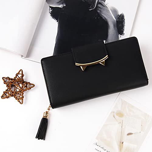 Womens Wallet Cute Cat Wallet Long Coin Purse With Card Holder Card Case Money Clip Mothers Day Valentines Day Gifts For Cat Lovers Black #TOP5