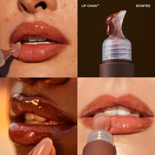 Image of The Outset Lip Oasis Hydrating Lip Balm, Glossy Moisturizing Lip Treatment for Dry, Sensitive Lips, Clean, Vegan & Gluten-Free, Bonfire, 0.3 oz