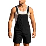 Generisch Latzshorts Herren Arbeiter Latzhose Kurz Einteiler Cargo Shorts Arbeitshose Sommer Jumpsuit Garten Handwerk Freizeitshort Cargohose mit Mehrere Taschen Outdoor Verstellbar Elastisch