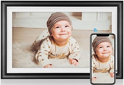 QOCEN Digital Photo Frame 15.6 Inch Large Digital Picture Frame with 1920x1080 IPS Touchscreen, 32GB Storage, Auto Rotate, Wall-Mountable, Wooden Smart WiFi Frame Share Photos&Video Instantly via APP