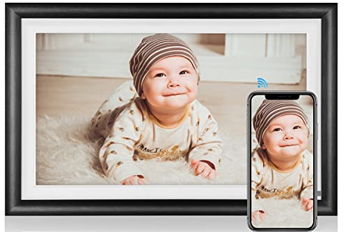 Qocen Digital Photo Frame 15.6 Inch Large Digital Picture Frame With 1920X1080 Ips Touchscreen, 32Gb Storage, Auto Rotate, Wall-Mountable, Wooden Smart Wifi Frame Share Photos&Video Instantly Via App #TOP1