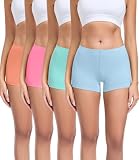 wirarpa Bragas Pantalónes Cortos Mujer Culotte Shorts Braguitas Boxer Algodon con Entrepierna Algodón Pack de 4 Naranja Rojo Menta Verde Azul Claro Talla S