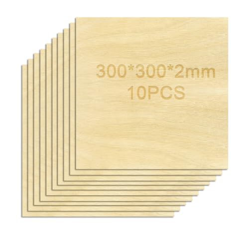 hifrom Lot de 10 plaques en bois de balsa contreplaqué de 2 mm - Tilleul à découper - Disques de bois pour modélisme, artisanat, peinture au feu (30 x 30 x 0,2 cm)