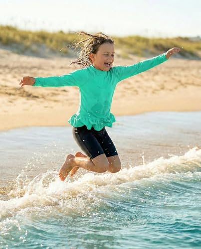 Image of City Threads Girls Long Sleeve Rashguard UPF 50+ Made in USA, Girls' Rash Guard Shirts with Sun Protection