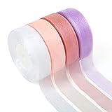 4 stück Dekobänder: weiß, rosa, lila, Champagnerfarbe; ca. 2,5 cm breit, 50 Yard / Rolle