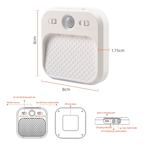 Image of DAMI Motion Sensor Night Lights Rechargeable with Timer, Battery Cabinet Light with 3 Color Temperatures Stepless Dimming, Magnetic Closet Light for Travel, RV, Cruise Essentials 2026
