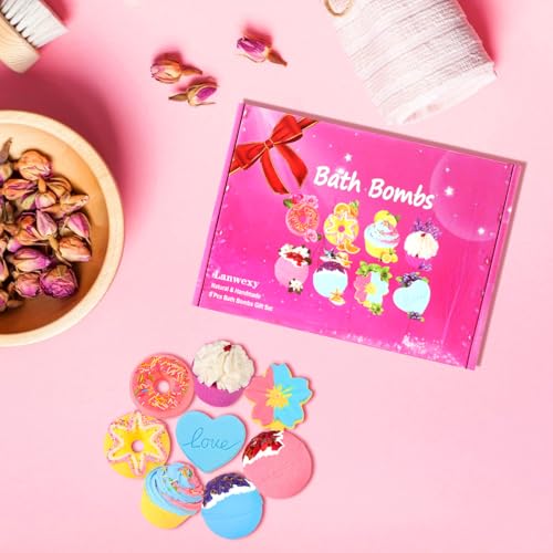 Bath Bombs,Lanwexy 8 Large Bath Bombs Set for Women.Organic Natural Handmade Aroma Pure Essential Oil Bubble Bath Balls.Fragrant Spa to Moisturize Dry Skin.Birthday, Mothers Day Present - 4