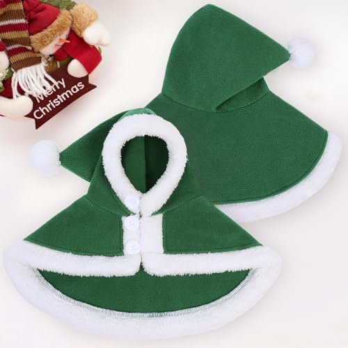 Capa Navideña para Perro AOFITEE con Gorro Verde miniatura 3