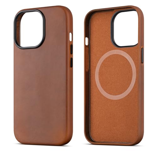 Étui en cuir Crazy Horse iPhone 13 Pro Max marron maogoam premium