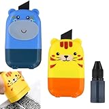 Ziyonix 2 Stück Datenschutz Rollstempel, Textschwärzer Schutz Identität Guard Rollen Stempel mit 1 Nachfüllbar Nachfüllpackungen, Schwärzer für Dokumente für Privatsphären Briefe Dokumente Verträge