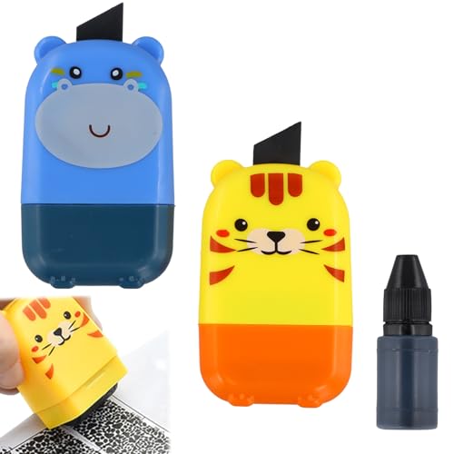 Ziyonix 2 Stück Datenschutz Rollstempel, Textschwärzer Schutz Identität Guard Rollen Stempel mit 1 Nachfüllbar Nachfüllpackungen, Schwärzer für Dokumente für Privatsphären Briefe Dokumente Verträge