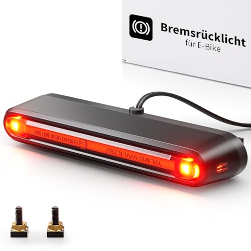 LINGHUANG Luz trasera LED para bicicleta eléctrica, luz trasera con cable, luz trasera de bicicleta trasera, luz de freno, homologada StVZO, impermeable IPX5
