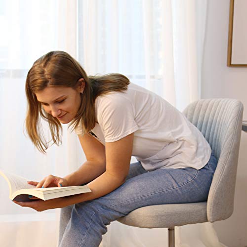 Homefla Desk Chair, Home Office Task Chair Modern Linen Fabric Chair Adjustable Swivel Mid-Back Cute Upholstered Armless Computer Chair With Wheels For Bedroom Studying Room Vanity Room (Light Grey) #TOP2