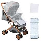MUL-BOUTIQUE 3-in-1-Kinderwagen, kompakt, 0 – 36 kg, Reisekinderwagen mit Baumwolle und Moskitonetz, verfügt über Schiebe- und Zieh-Modi, kann leicht aufbewahrt werden (1-grau)