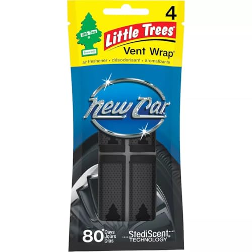Little Trees Car Air Freshener | Vent Wrap Provides Long-Lasting Scent, Invisibly Fresh! | New Car Scent, 16 count, (4) 4-Packs