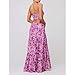 ABYOVRT Women Floral Maxi Dress Tie Front Cut Out Backless Boho Spaghetti Strap Summer Beach Sundress (Purple,S)