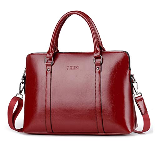 Damen PU Leder Aktentasche Satchel 15"Laptop Handtasche Tote Bag Rechteck (Farbe : Red, Size : 13 inches)
