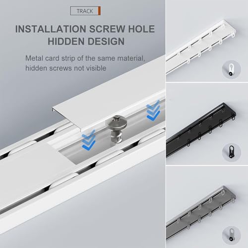 Rail à rideaux robuste double dissimulé blanc 2m - 3