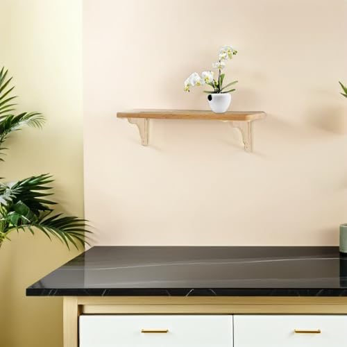 Support étagère triangulaire bois beige équerre murale 2pcs