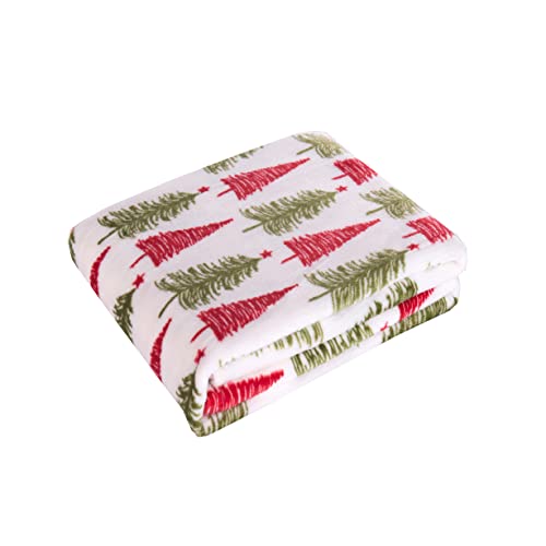 Elegant Comfort Velvet Touch Ultra Plush Christmas Holiday Printed Fleece Throw/Blanket-50 x 60inch, (Cream Christmas Tree), 50 x 60 inch - image 3