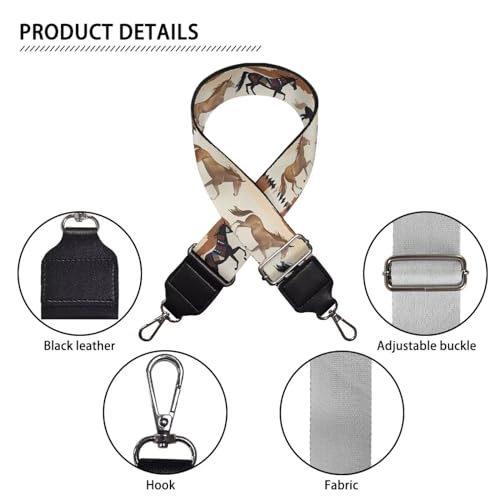 Image of Wide Bag Straps Replacement Crossbody Brown Horse Guitar Straps for Handbags /Purses /Messenger /Duffel Bags Backpack Straps Replacement Adjustable Length from 30 inch to 50.3 inch