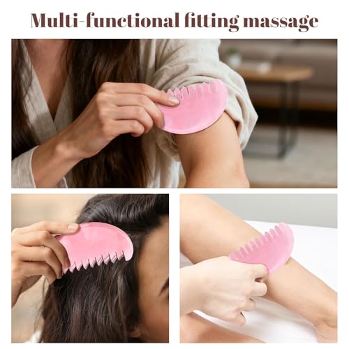 Peine Gua Sha de Cuarzo Rosa para Masajes miniatura 5
