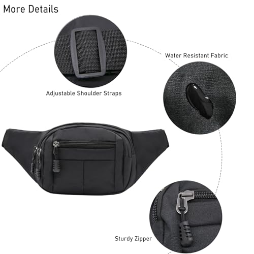 Long Keeper 4 Pockets Bumbags for Men Women Sports Running Hiking Waist Packs Waterproof Adjustable Belt Bag Fanny Pack Waist Bag for Outdoors Gym Cycling - Image 4