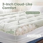 Mattress Topper Twin Size 3 Inches, Bamboo-Viscose Mattress Topper, Ultra Fluffy and Soft for Back Pain Relief, Naturally Cooling for Hot Sleepers, Green