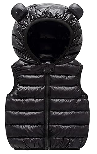 Happy Cherry Baby Boy Girls Quilted Sleeveless Jacket Hooded Puffer Vest Full Zip Waistcoat Ultra Light Gilet 2-7 Years