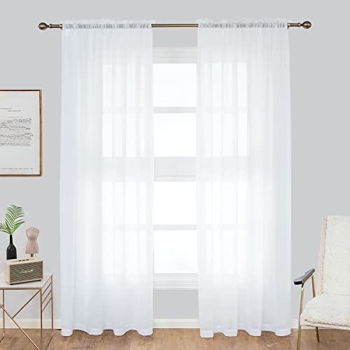 Anjee Chiffon Sheer Curtains 84 Inches Long 2 Panels,Rod Pocket Semi Transparent Window Drapes,Silky Soft Chiffon Curtains For Backdrop Bedroom Living Room Birthday Wedding Home Decoration #TOP18