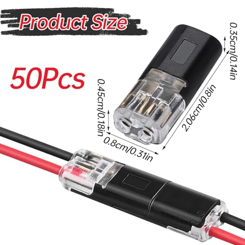 Cisyia 50 Stück Auto Kabelverbinder Wasserdicht 2 Polig, 12V Stecker 2 Pin, Kabel Steckverbinder Schneller Kabelstecker Verbindungen 12V Steckverbindung Wire Connector für 18-22 AWG Kabel Crimp