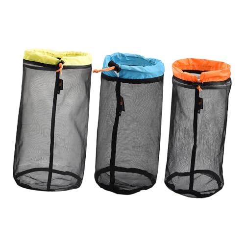 Sac de survie en maille noir avec cordon | Rangement voyage et sac à linge x6