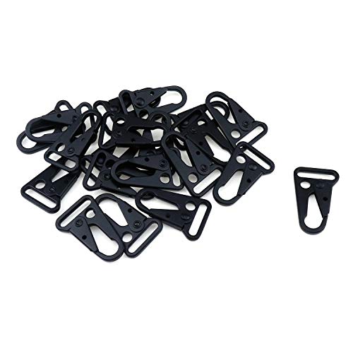 Coshar 20Pcs Zinc Alloy Enlarged Mouth Clip Sling Clasp Hooks 1-Inch for keychain Snap Hooks Outdoor Backpack, Black